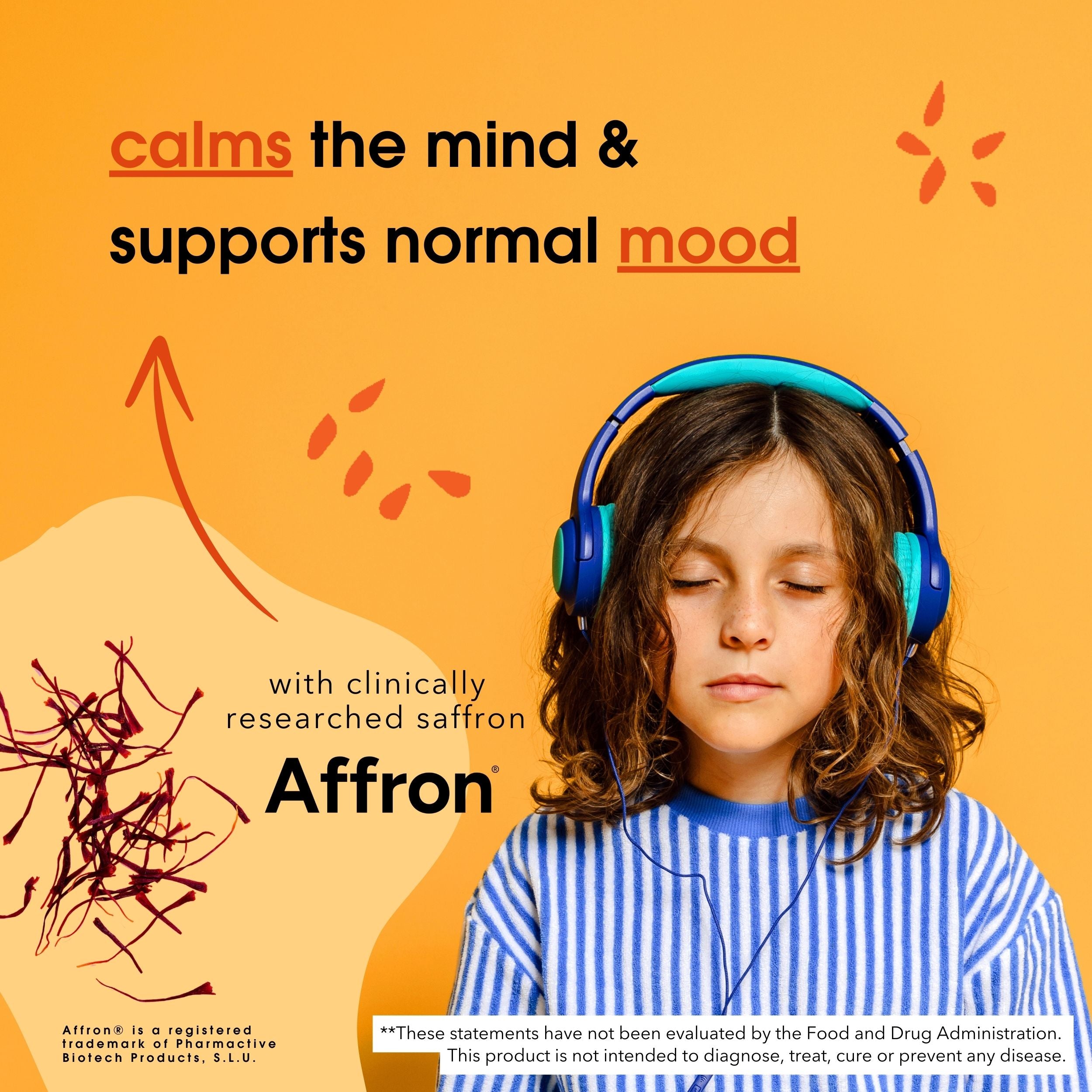 Calm Mind, Children's Chewable Supplement with Magnesium, Saffron, Zinc and Vitamin B6