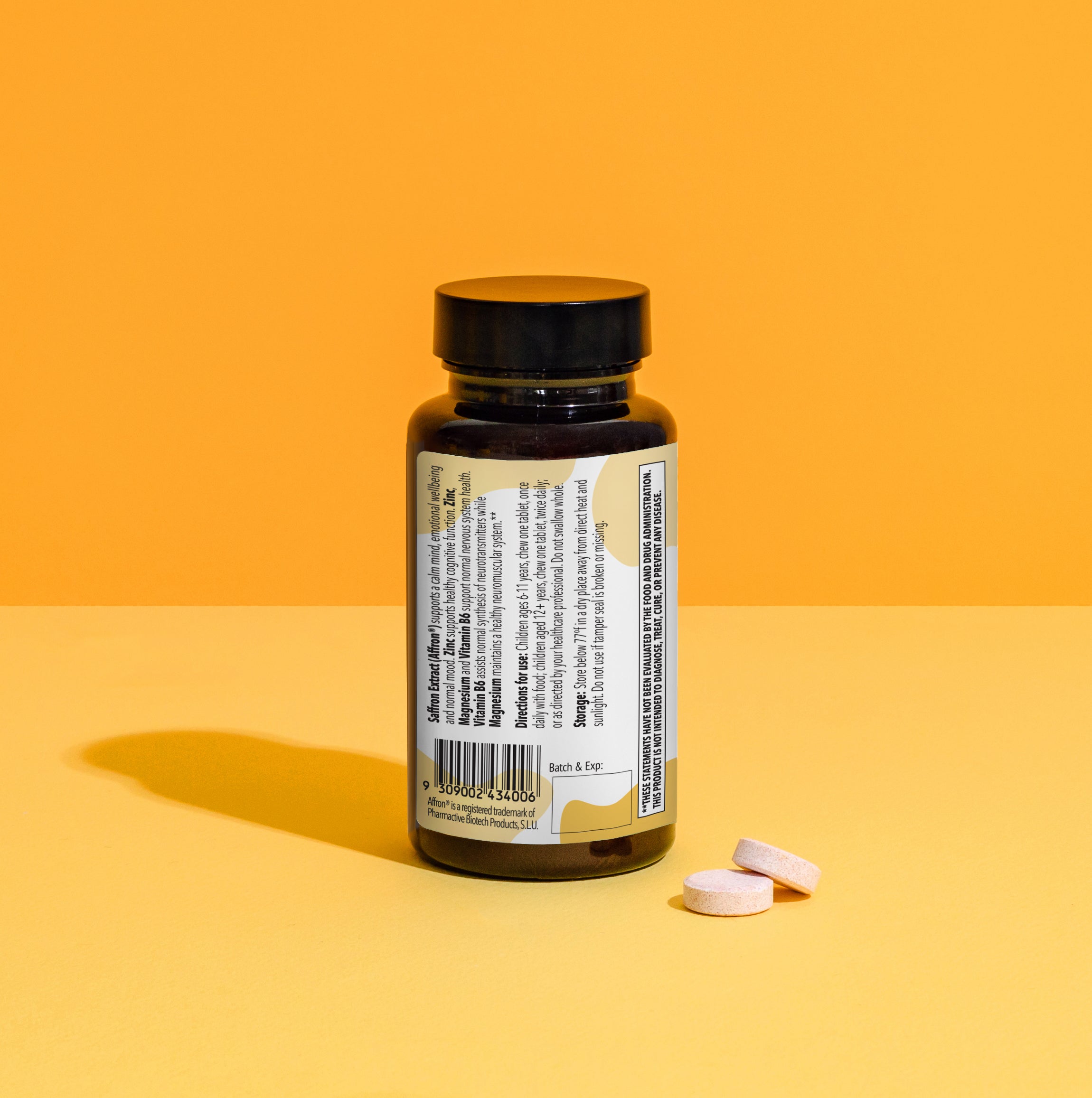 Calm Mind, Children's Chewable Supplement with Magnesium, Saffron, Zinc and Vitamin B6
