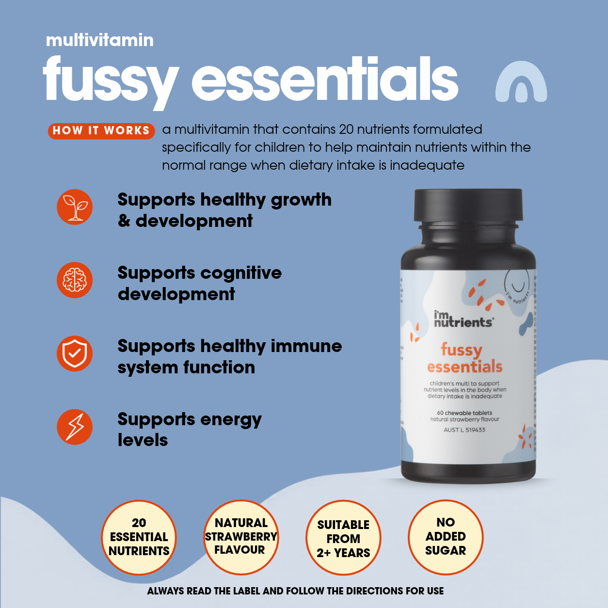 Fussy Essentials Multivitamin Supplement for kids 30 & 60 chewable tablets