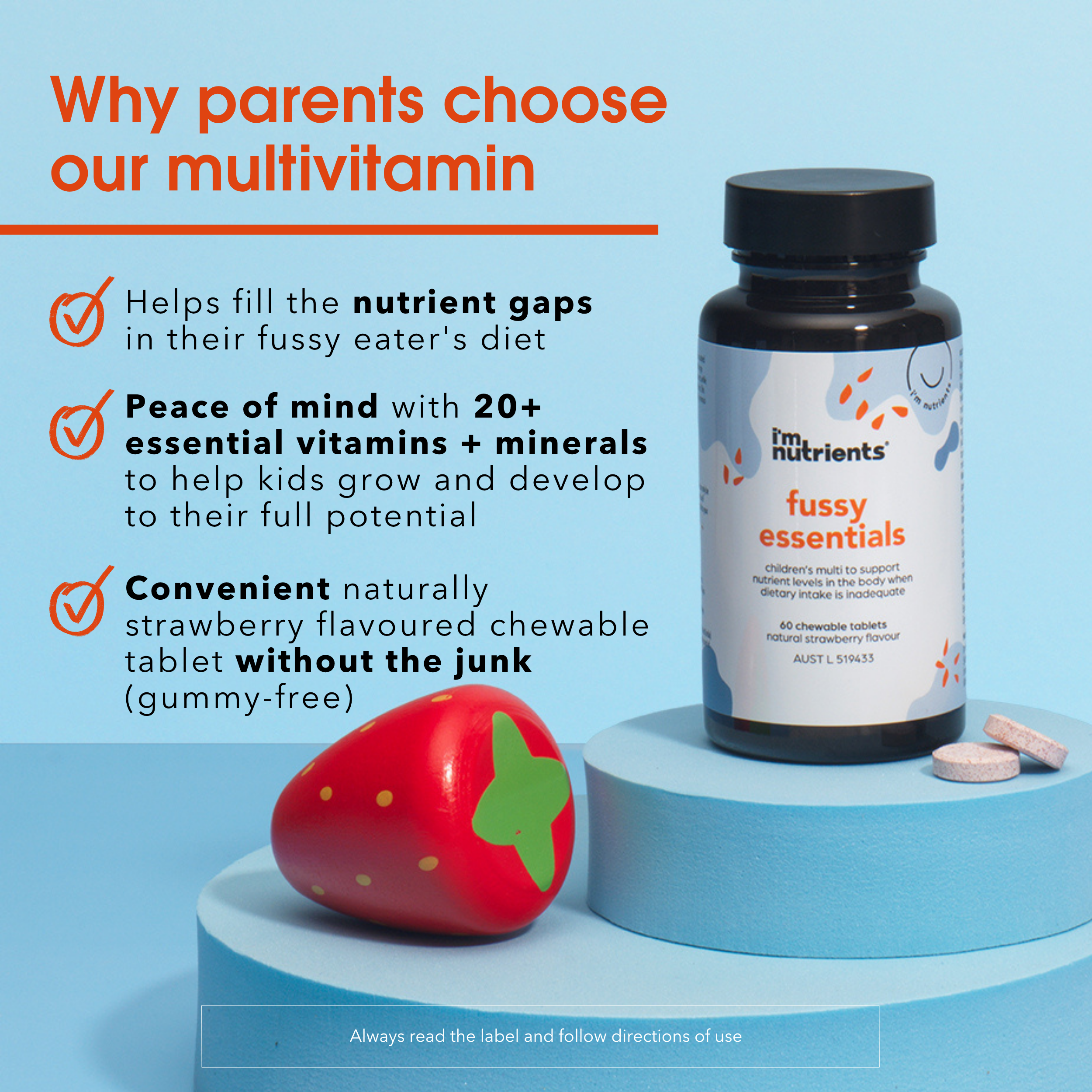 Fussy Essentials Multivitamin Supplement for kids 30 & 60 chewable tablets